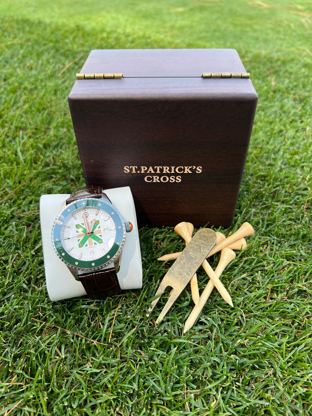 St. Patricks Cross Leather Band Watch