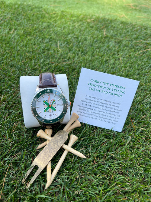 St. Patricks Cross Leather Band Watch